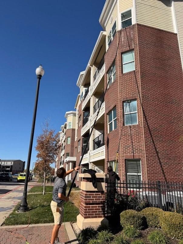 Commercial Window Washing on a Multi-Story Brick Building image